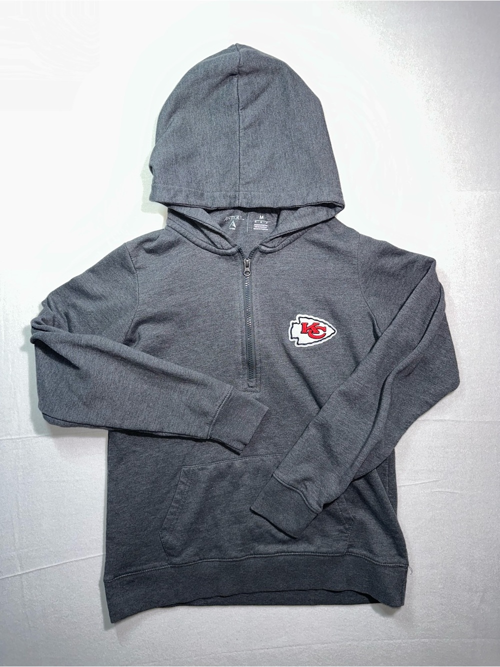 Kansas City Chiefs Antigua Women’s Quarter Zip Hoodie Gray Medium